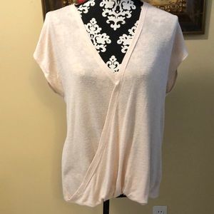 🌸RACHEL Rachel Roy pale pink lightweight crossover semi-sheer sweater